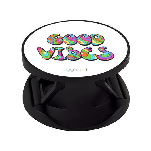 Eggshell Premium Super Matt Finish Effect Mobile Back Holder (Mobile Selfie Finger Grip) with Expanding Stand for All Smartphones & Tablets | (Artistic Good Vibes)