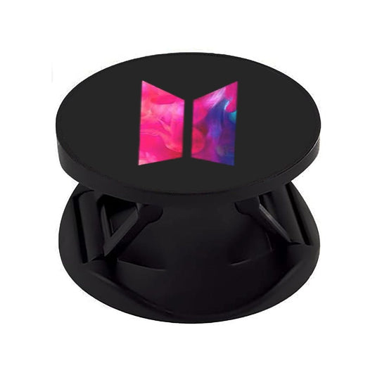 Eggshell Premium Super Matt Finish Effect Mobile Back Holder (Mobile Selfie Finger Grip) with Expanding Stand for All Smartphones & Tablets | (BTS Colourful Smoky Logo)