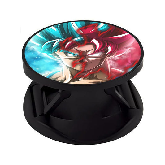 Eggshell Premium Super Matt Finish Effect Mobile Back Holder (Mobile Selfie Finger Grip) with Expanding Stand for All Smartphones & Tablets | (Goku's Ultimate Form)