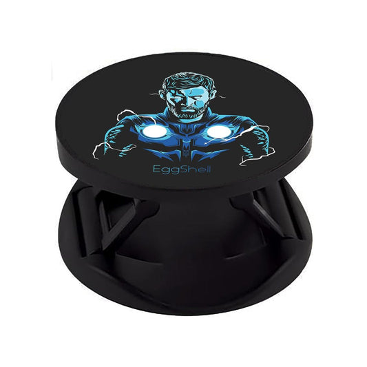 Eggshell Premium Super Matt Finish Effect Mobile Back Holder (Mobile Selfie Finger Grip) with Expanding Stand for All Smartphones & Tablets | (Amoled S Blue Thor)