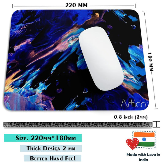 Artich Designer Gaming Mouse Pad for Office Laptop/Computer with Super Soft Non-Slip Rubber Base and Lycra Cloth Surface for Silky Touch Rectangle (Ignited Glowing Crystals)