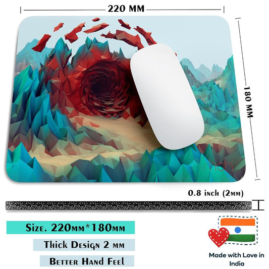 Artich Designer Gaming Mouse Pad for Office Laptop/Computer with Super Soft Non-Slip Rubber Base and Lycra Cloth Surface for Silky Touch Rectangle (Magma Tunnel in Chills Abstract)