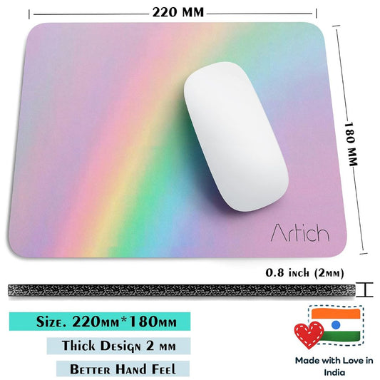 Artich Designer Gaming Mouse Pad for Office Laptop/Computer with Super Soft Non-Slip Rubber Base and Lycra Cloth Surface for Silky Touch Rectangle Marble (A Rainbow)