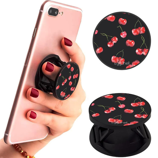 Eggshell Premium Super Matte Phone Grip & Stand | Expandable Mobile Back Holder for Smartphones & Tablets | (Cherry)