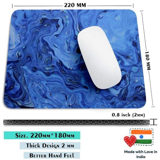 Artich Designer Gaming Mouse Pad for Office Laptop/Computer with Super Soft Non-Slip Rubber Base and Lycra Cloth Surface for Silky Touch Rectangle (Rippled Blue Ocean)