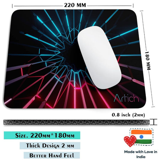 Artich Designer Gaming Mouse Pad for Office Laptop/Computer with Super Soft Non-Slip Rubber Base and Lycra Cloth Surface for Silky Touch Rectangle (Electric Vibes)