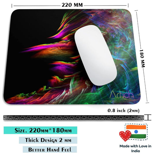 Artich Designer Gaming Mouse Pad for Office Laptop/Computer with Super Soft Non-Slip Rubber Base and Lycra Cloth Surface for Silky Touch Rectangle (Burning Color Flames Abstract)