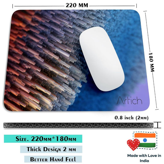 Artich Designer Gaming Mouse Pad for Office Laptop/Computer with Super Soft Non-Slip Rubber Base and Lycra Cloth Surface for Silky Touch Rectangle Mix