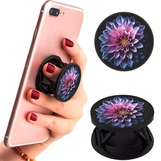 Eggshell Premium Super Matt Finish Effect Mobile Back Holder (Mobile Selfie Finger Grip) with Expanding Stand for All Smartphones & Tablets | (Blue Dahlia Flower)