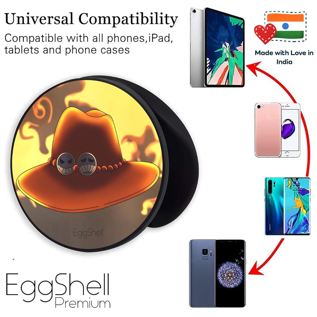 Eggshell Premium Super Matte Phone Grip & Stand | Expandable Mobile Back Holder for Smartphones & Tablets | (Ace's Hat One Piece)