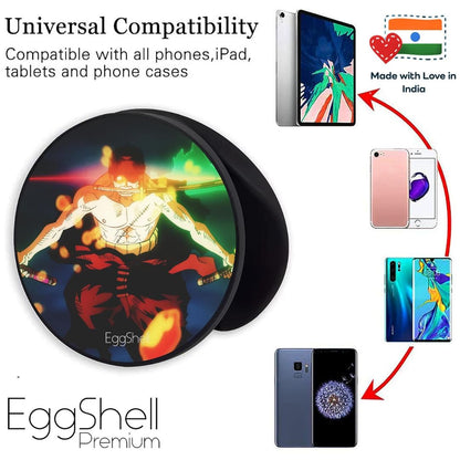 Eggshell Premium Super Matte Phone Grip & Stand | Expandable Mobile Back Holder for Smartphones & Tablets | (King of Hell Zoro)