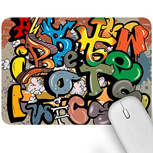 Artich Designer Gaming Mouse Pad for Office Laptop/Computer with Super Soft Non-Slip Rubber Base and Lycra Cloth Surface for Silky Touch Rectangle (Alphabet Graffiti)