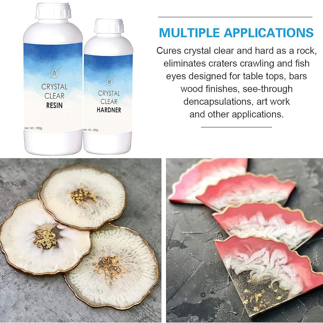 Artich Epoxy Resin Art Kit Crystal Clear Epoxy Resin And Hardener high gloss finish, non-toxic, UV Resistant (300ml)
